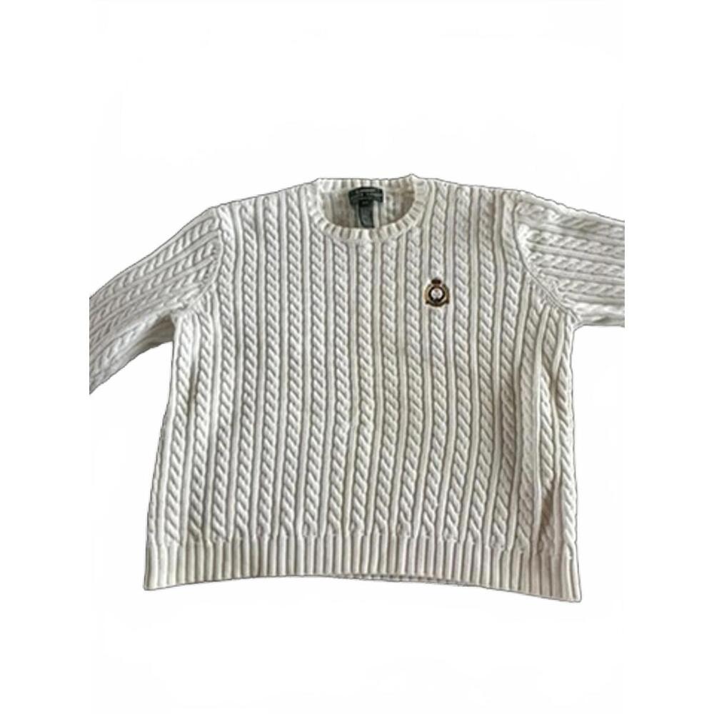 Ralph Lauren Cable Knit Sweater White Crest Patch 100% Cotton P/L